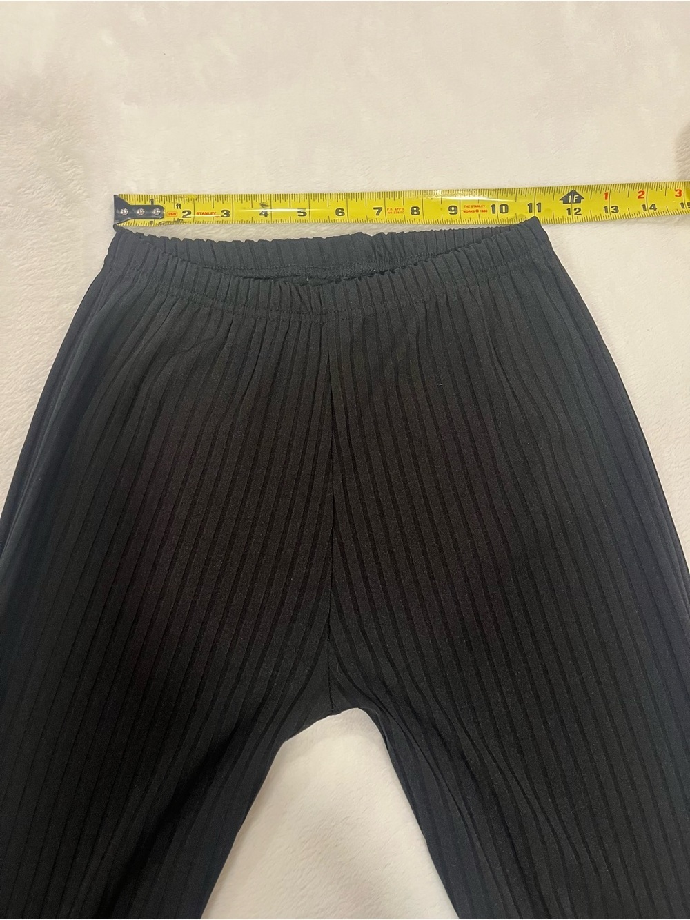 Black Ribbed Flare Leggings - Picture 3 of 6